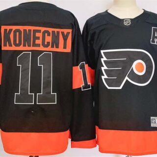 Men's Philadelphia Flyers #11 Travis Konecny Black 2024 Stitched Jersey