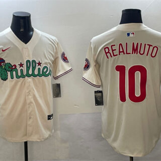 Men's Philadelphia Phillies #10 J.T. Realmuto Cream Phanatic Limited Stitched Jersey