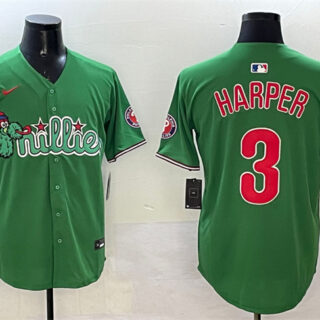 Men's Philadelphia Phillies #3 Bryce Harper Green Phanatic Limited Stitched Jersey