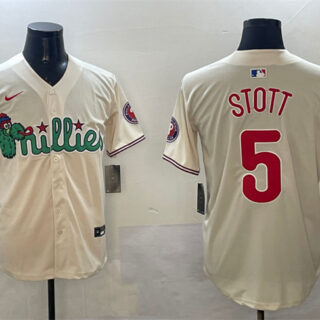 Men's Philadelphia Phillies #5 Bryson Stott Cream Phanatic Limited Stitched Jersey