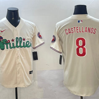 Men's Philadelphia Phillies #8 Nick Castellanos Cream Phanatic Limited Stitched Jersey