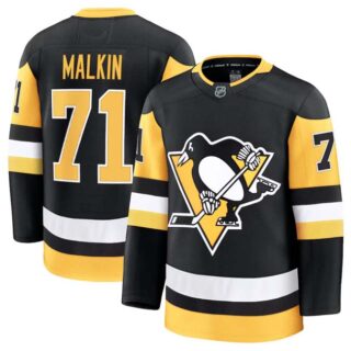 Men's Pittsburgh Penguins #71 Evgeni Malkin Black 2024-25 Home Stitched Hockey Jersey