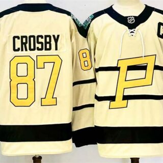 Men's Pittsburgh Penguins #87 Sidney Crosby Cream 2024-25 With C Patch Winter Classic Stitched Hockey Jersey