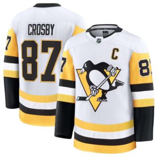Men's Pittsburgh Penguins #87 Sidney Crosby White 2024-25 Away Stitched Hockey Jersey