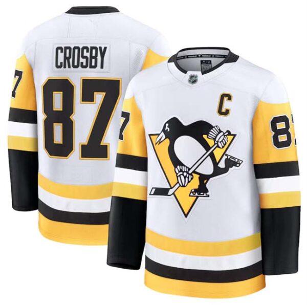 Men's Pittsburgh Penguins Active Player Custom White 2024-25 Away Stitched Hockey Jersey