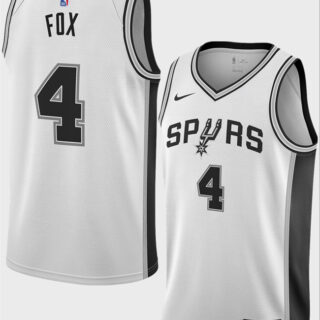 Men's San Antonio Spurs #4 De'Aaron Fox White 2024-25 Association Edition Stitched Basketball Jersey