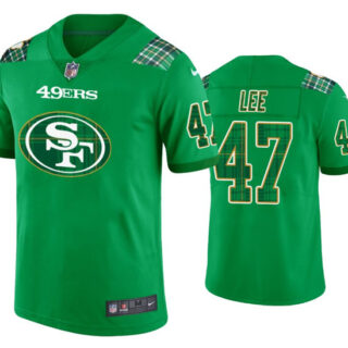 Men's San Francisco 49ers #47 Elijah Lee Kelly Green St. Patricks Day Stitched Jersey