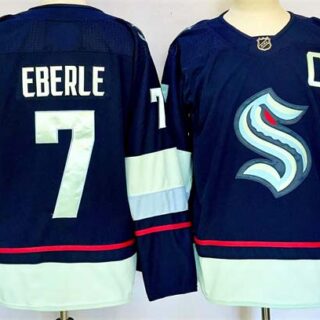 Men's Seattle Kraken #7 Jordan Eberle Navy 2024-25 Home Stitched Hockey Jersey