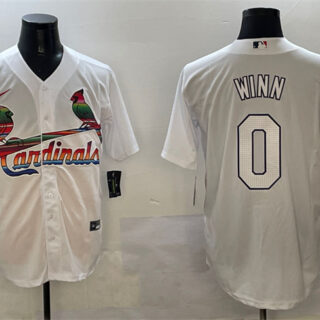 Men's St. Louis Cardinals #0 Masyn Winn White Cool Base Stitched Baseball Jersey