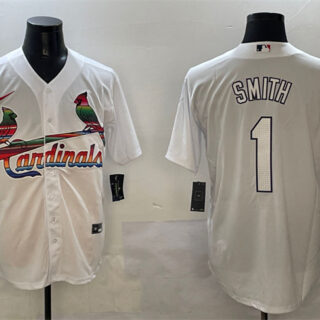Men's St. Louis Cardinals #1 Ozzie Smith White Cool Base Stitched Baseball Jersey