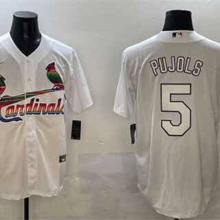 Men's St. Louis Cardinals #5 Albert Pujols White Cool Base Stitched Baseball Jersey