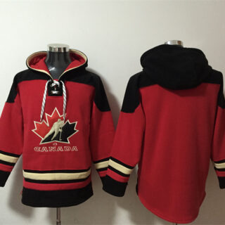 Men's Team Canada Blank Red Black Ageless Must-Have Lace-Up Pullover Hoodie