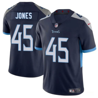 Men's Tennessee Titans #45 Dre'Mont Jones Navy 2025 Vapor Limited Stitched Football Jersey