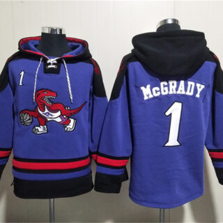 Men's Toronto Raptors #1 Tracy McGrady Purple Lace-Up Pullover Hoodie
