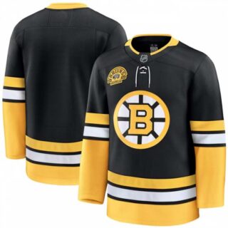 Men's Boston Bruins Black 100th Anniversary Stitched Hockey Jersey