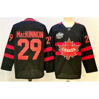 Men's Canada #29 Nathan MacKinnon Black 2025 4 Nations Face-Off Premium Stitched Jersey