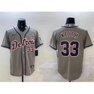 Men's Detroit Tigers #33 Colt Keith Gray Cool Base Stitched Baseball Jersey