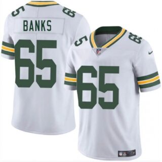 Men's Green Bay Packers #65 Aaron Banks White 2025 Vapor Untouchable Limited Football Stitched Jersey