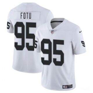 Men's Las Vegas Raiders #95 Leki Fotu White 2025 Vapor Football Stitched Jersey