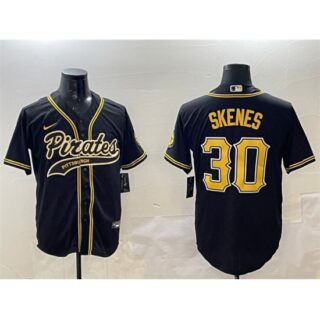 Men's Pittsburgh Pirates #30 Paul Skenes Black Cool Base Stitched Baseball Jersey