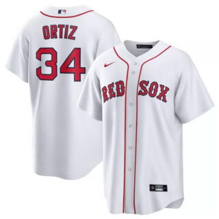 Men's Red Sox David Ortiz #34 White Home Replica Player Jersey