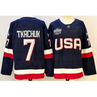 Men's USA #7 Keith Tkachuk Navy 2025 4 Nations Face-Off Stitched Jersey