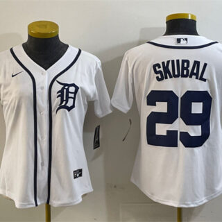 Women's Detroit Tigers #29 Tarik Skubal White Cool Base Stitched Baseball Jersey(Run Small)