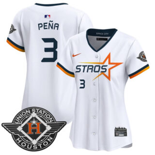 Women's Houston Astros #3 Jeremy Pena White 2025 City Connect Limited Stitched Baseball Jersey(Run Small)