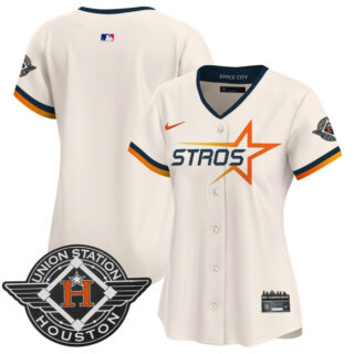 Women's Houston Astros Blank Cream 2025 City Connect Limited Stitched Baseball Jersey(Run Small)