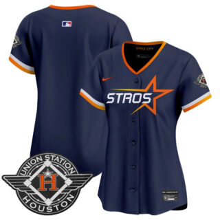 Women's Houston Astros Blank Navy 2025 City Connect Limited Stitched Baseball Jersey(Run Small)