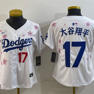 Women's Los Angeles Dodgers #17 大谷翔平 White 2025 Tokyo Series Limited Stitched Baseball Jersey(Run Small)