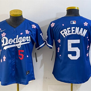 Women's Los Angeles Dodgers #5 Freddie Freeman Royal 2025 Tokyo Series Limited Stitched Baseball Jersey(Run Small)