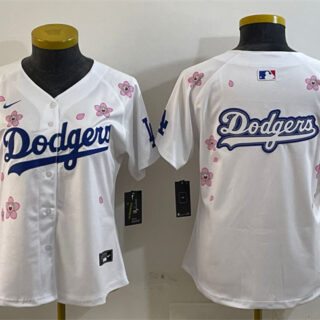 Women's Los Angeles Dodgers Team Big Logo White 2025 Tokyo Series Limited Stitched Baseball Jersey(Run Small)