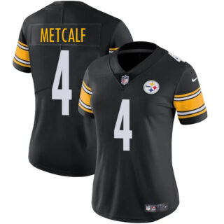 Women's Pittsburgh Steelers #4 DK Metcalf 2025 Black Vapor Stitched Football Jersey(Run Small)