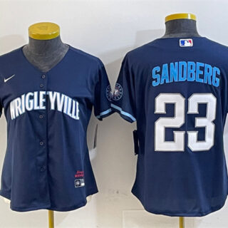 Youth Chicago Cubs #23 Ryne Sandberg Navy City Connect Stitched Jersey