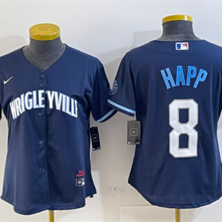 Youth Chicago Cubs #8 Ian Happ Navy City Connect Stitched Jersey