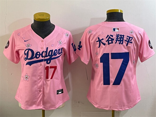 Youth Los Angeles Dodgers #17 大谷翔平 Pink 2025 Tokyo Series Limited Stitched Baseball Jersey