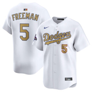 Youth Los Angeles Dodgers #5 Freddie Freeman White 2025 Gold Collection Limited Stitched Baseball Jersey