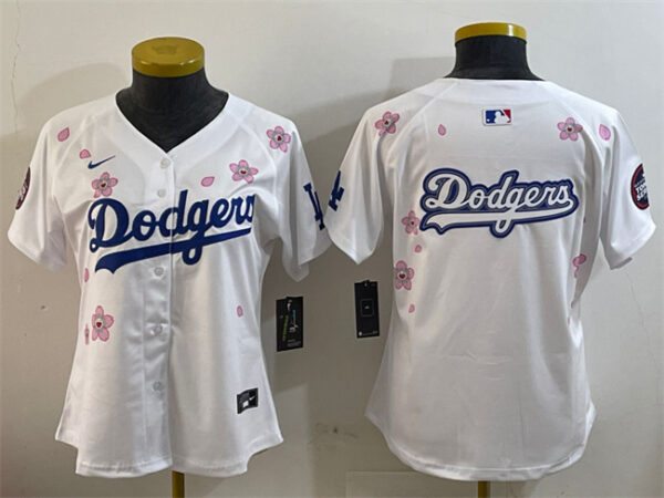 Youth Los Angeles Dodgers Team Big Logo White 2025 Tokyo Series Limited Stitched Baseball Jersey