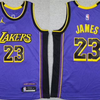 Youth Los Angeles Lakers #23 LeBron James Purple Stitched Basketball Jersey