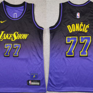 Youth Los Angeles Lakers #77 Luka Doncic Purple 2024 25 City Edition Stitched Basketball Jersey