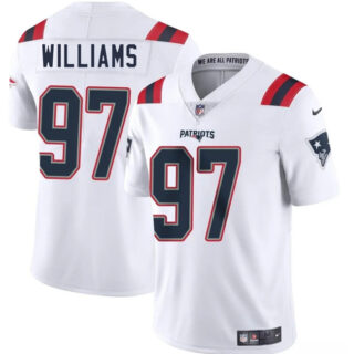 Youth New England Patriots #97 Milton Williams White 2025 Vapor Limited Stitched Football Jersey