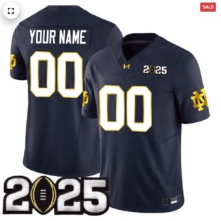 Custom Notre Dame Fighting Irish 2025 Jersey CFP Final Patch navy