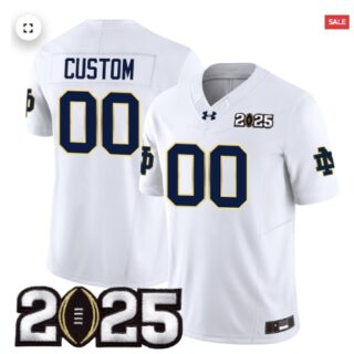 Custom Notre Dame Fighting Irish 2025 Jersey CFP Final Patch white