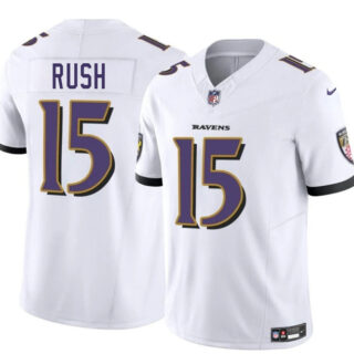 Men's Baltimore Ravens #15 Cooper Rush White 2025 F.U.S.E. Vapor Limited Football Jersey