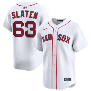 Men's Boston Red Sox #63 Justin Slaten White 2025 Home Limited Stitched Baseball Jersey