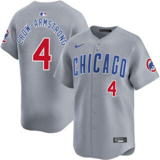 Men's Chicago Cubs #4 Pete Crow-Armstrong Grey Limited Stitched Baseball Jersey