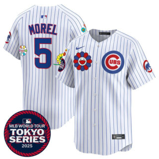 Men's Chicago Cubs #5 Christopher Morel White 2025 Tokyo Series Limited Stitched Baseball Jersey