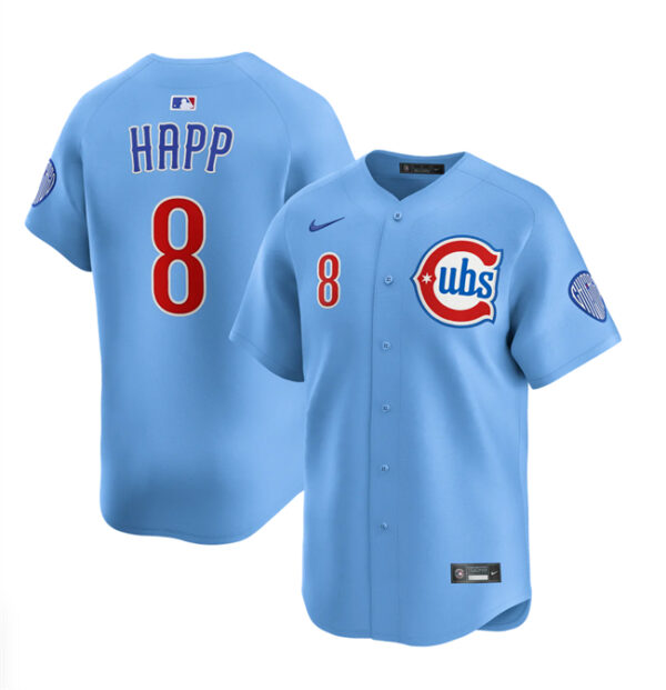 Youth Chicago Cubs #8 Ian Happ Blue 2024 25 2nd Alternate Limited Stitched Baseball Jersey