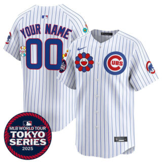 Men's Chicago Cubs Active Player Custom White 2025 Tokyo Series Limited Stitched Baseball Jersey